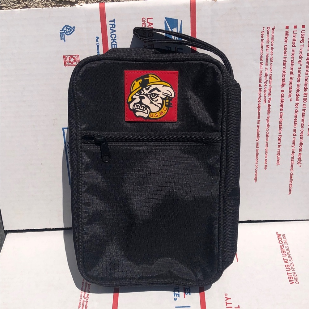 Black USMC Patch Travel Pouch - Compact Men's Bag used conditions great